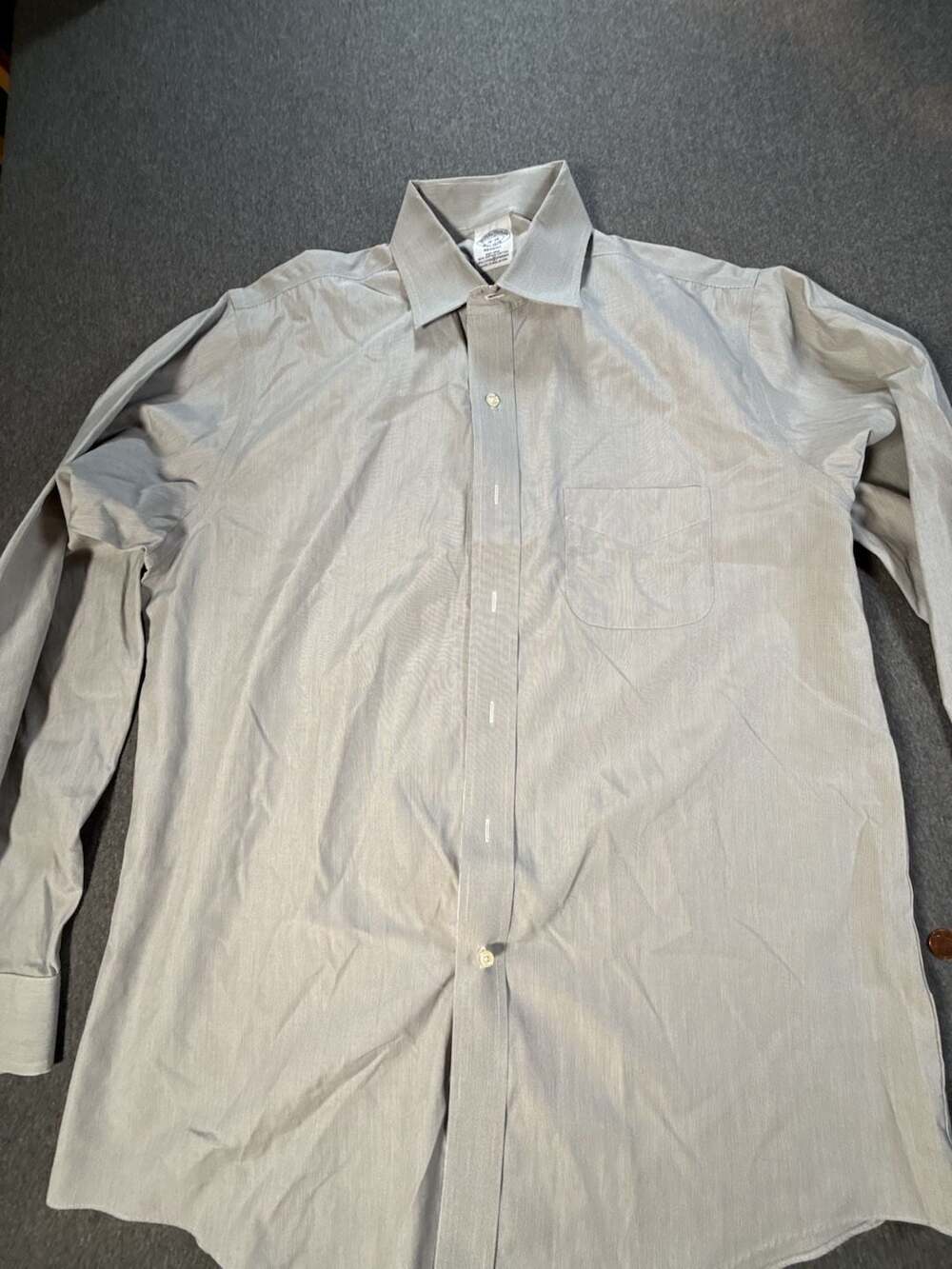 Brooks Brothers Regent Fit Non-Iron Supima Cotton Spandex Dress Shirt Gray 16-35